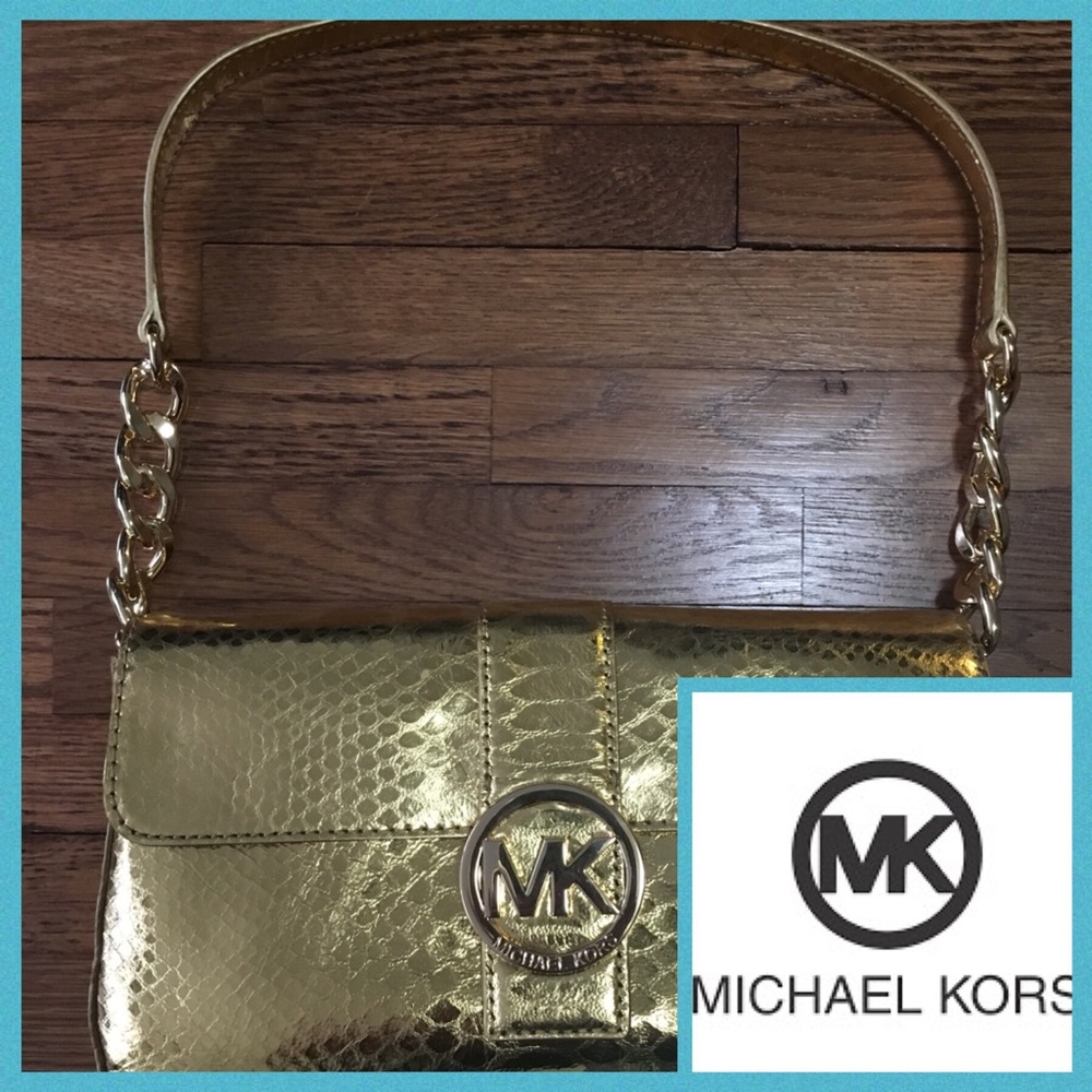 Michael Kors Fulton Pave Gold Handbag